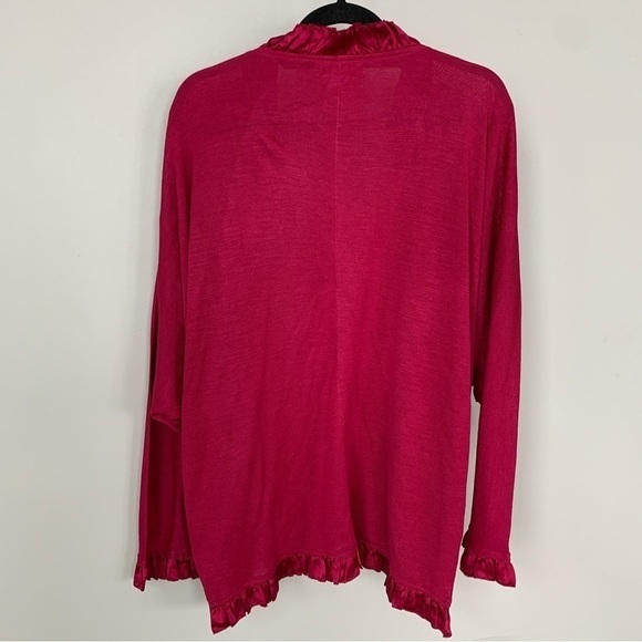 SIL Assets Diane Von Furstenberg 100% Silk Ruffle Fringe Cardigan Size L - Picture 6 of 7